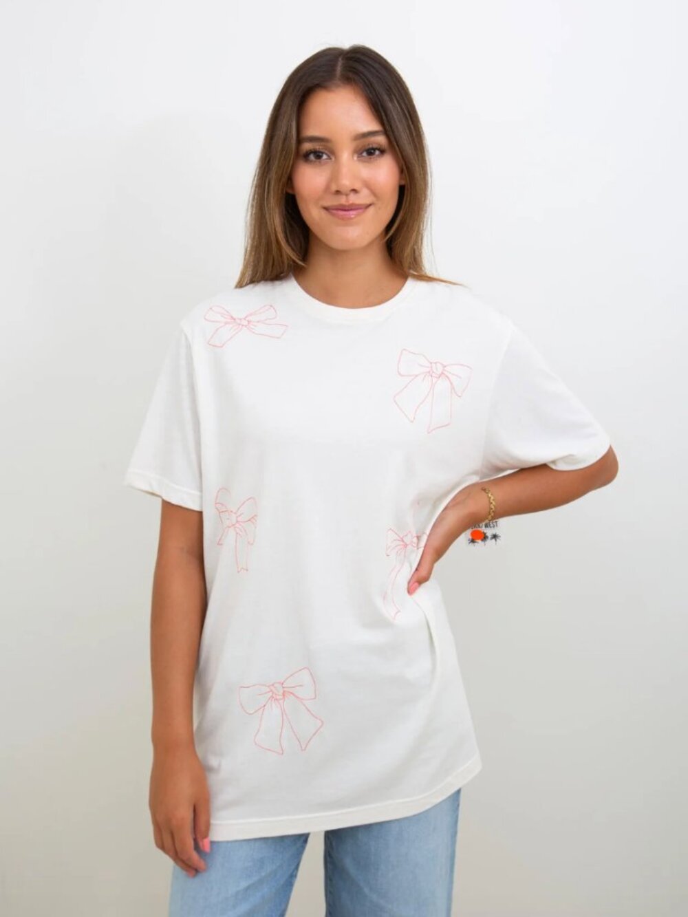 NWT South Moon Under Brand Embroidered Outline Oversized Tee (White) / M